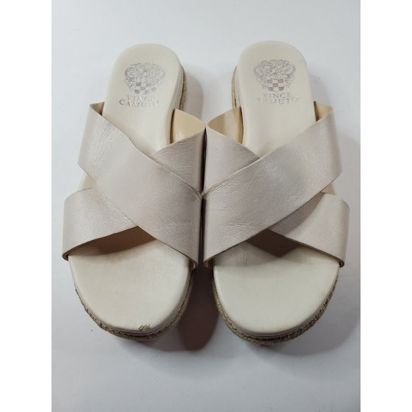 Vince Camuto VC Rickert Womens Sz 7M Slipn On Sandals Shoes Ivory - Picture 2 of 10